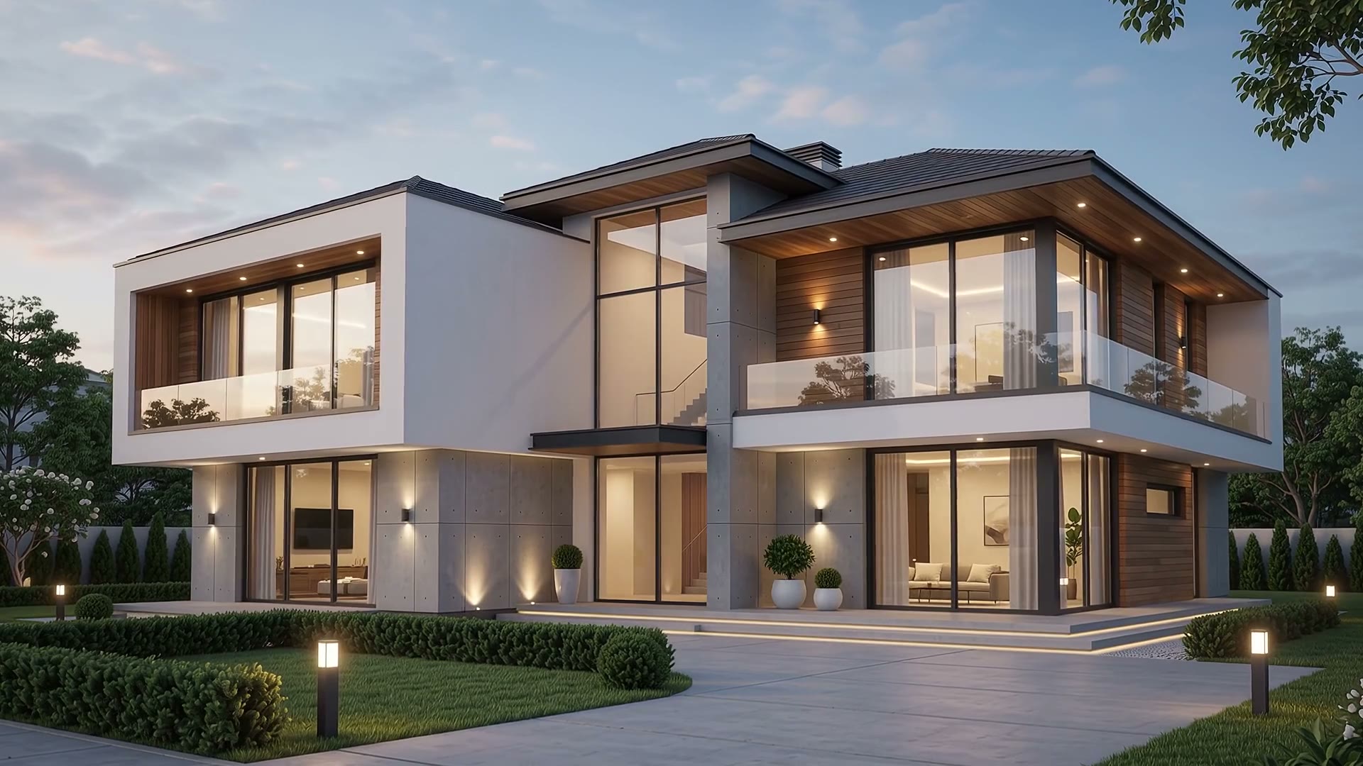 Casablanca House — a modern two-storey home at dusk